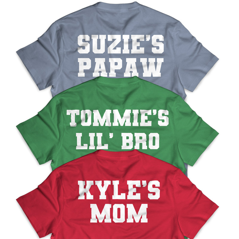 Personalized T-shirt back Personalized T-shirt back